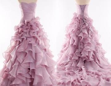 party wear ruffle glowing purple gown